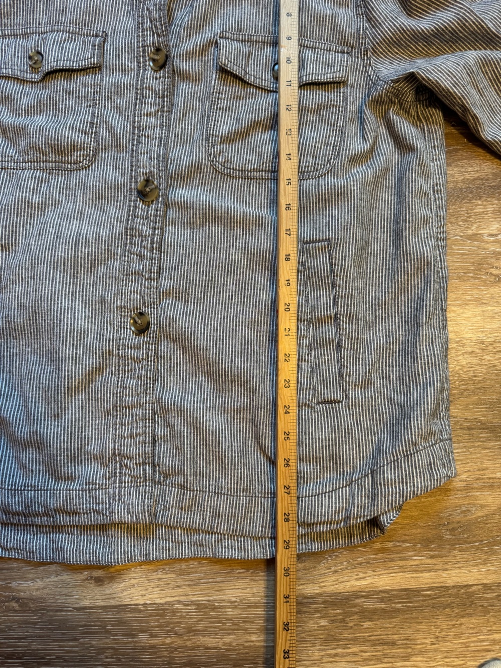 LOFT Striped Button-Down Jacket  in Gray and White, Cotton-Linen blend! Sz XL - Picture 6 of 10